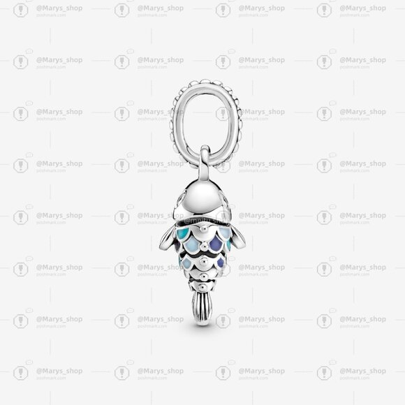 Pandora Blue Scaled Fish Dangle Charm - Picture 2 of 6